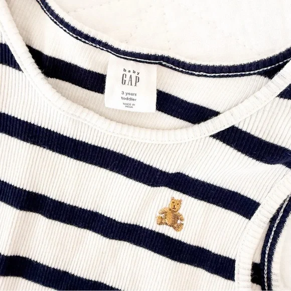 3 Years GAP Kids Striped Navy Blue White Chambray Casual Dress - Picture 2 of 4